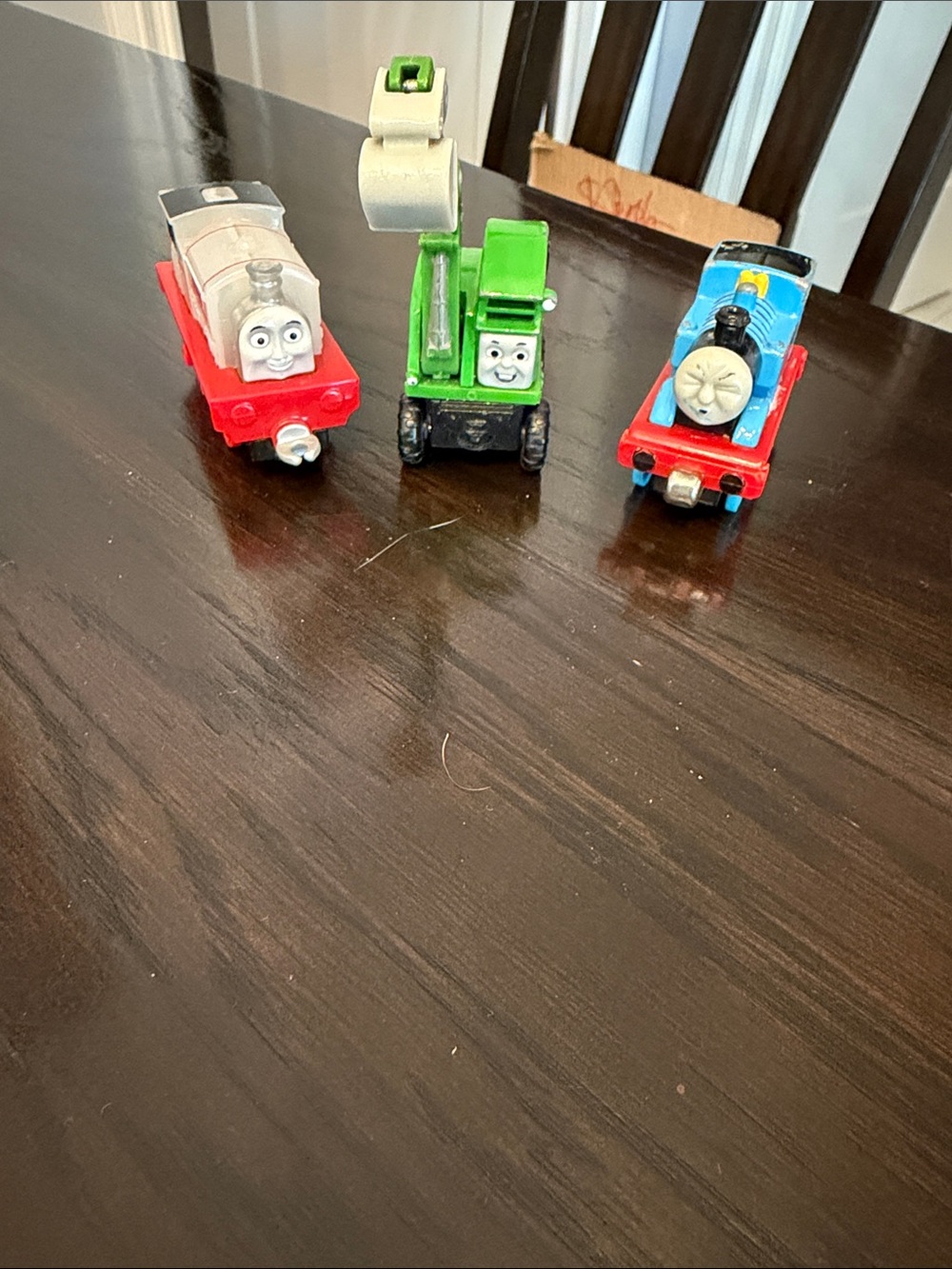 Thomas & Friends Kids Pull-Back Toy Train and Crane Set - Red, Green, Blue